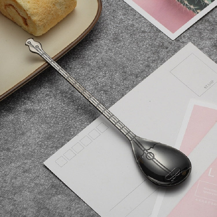 Stainless Steel Coffee Mixing Spoon Creative Musical Instrument Shape Spoon, Guitar Silver, Octagonal Silver, Lute Silver, Yueqin Silver, Guitar Titanium Gold, Octagonal Titanium Gold, Lute Titanium Gold, Yueqin Titanium Gold, Guitar Rose Gold