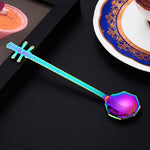 Stainless Steel Coffee Mixing Spoon Creative Musical Instrument Shape Spoon, Guitar Silver, Octagonal Silver, Lute Silver, Yueqin Silver, Guitar Titanium Gold, Octagonal Titanium Gold, Lute Titanium Gold, Yueqin Titanium Gold, Guitar Rose Gold