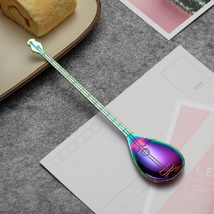 Stainless Steel Coffee Mixing Spoon Creative Musical Instrument Shape Spoon, Guitar Silver, Octagonal Silver, Lute Silver, Yueqin Silver, Guitar Titanium Gold, Octagonal Titanium Gold, Lute Titanium Gold, Yueqin Titanium Gold, Guitar Rose Gold