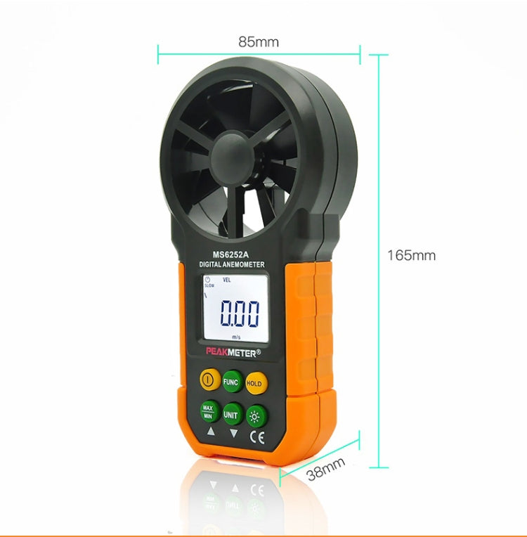 PEAKMETER 고정밀 디지털 표시 풍속 공기량 측정기, MS6252A 풍속, 공기량, MS6252B 온도, 습도, USB
