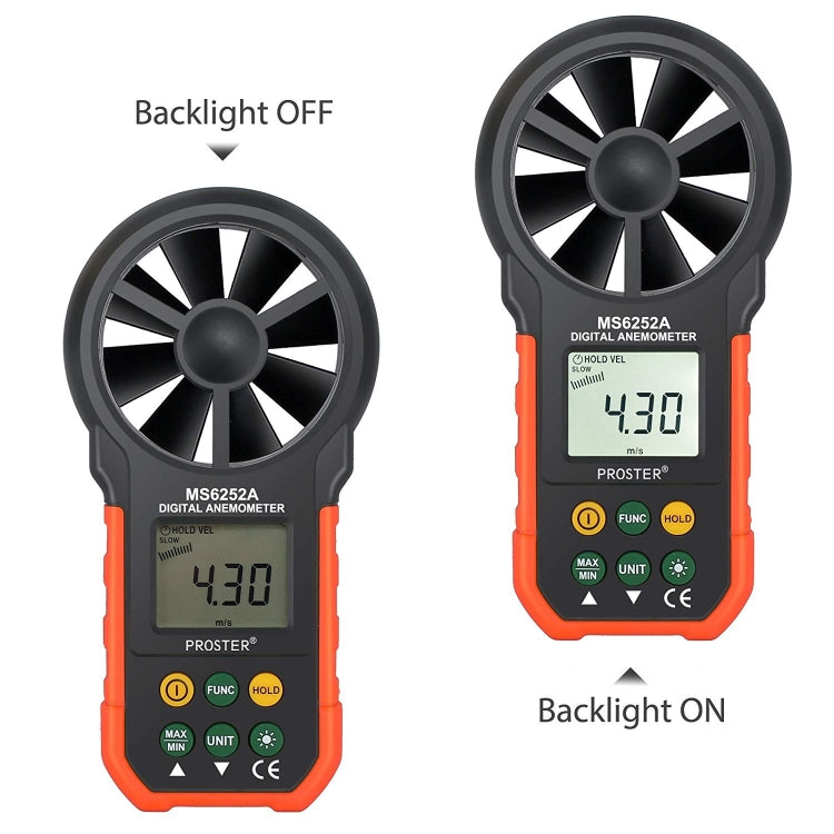 PEAKMETER 고정밀 디지털 표시 풍속 공기량 측정기, MS6252A 풍속, 공기량, MS6252B 온도, 습도, USB