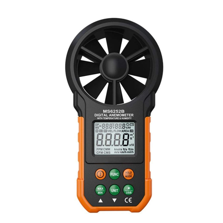 PEAKMETER 고정밀 디지털 표시 풍속 공기량 측정기, MS6252A 풍속, 공기량, MS6252B 온도, 습도, USB