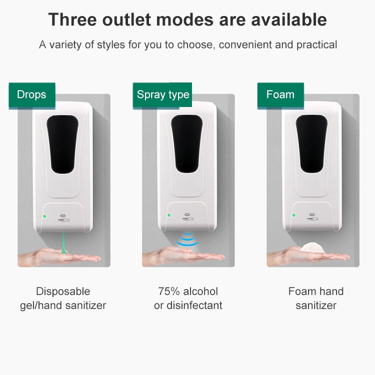 1000ML 자동 유도 비접촉식 항바이러스 비누 디스펜서, 1000ML 폼 타입, 1000ML 액체 타입, 1000ML 스프레이 타입