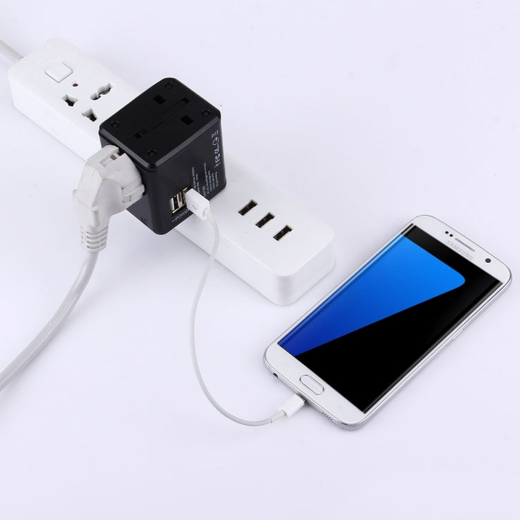 전 세계 범용 여행용 숨김 플러그 어댑터 및 내장 듀얼 USB 포트 충전기 US, UK, AU, EU용