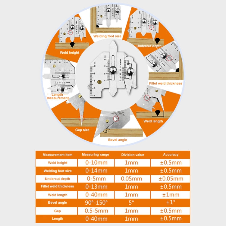 HJC40 스테인리스 스틸 용접 검사 게이지 측정자, HJC40