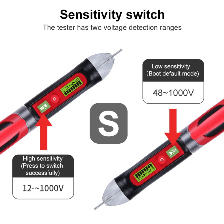 WINTACT WT3010 LED AC 전압 테스터 비접촉 감지 펜 12-1000V AC 전압 감지기, WINTACT WT3010