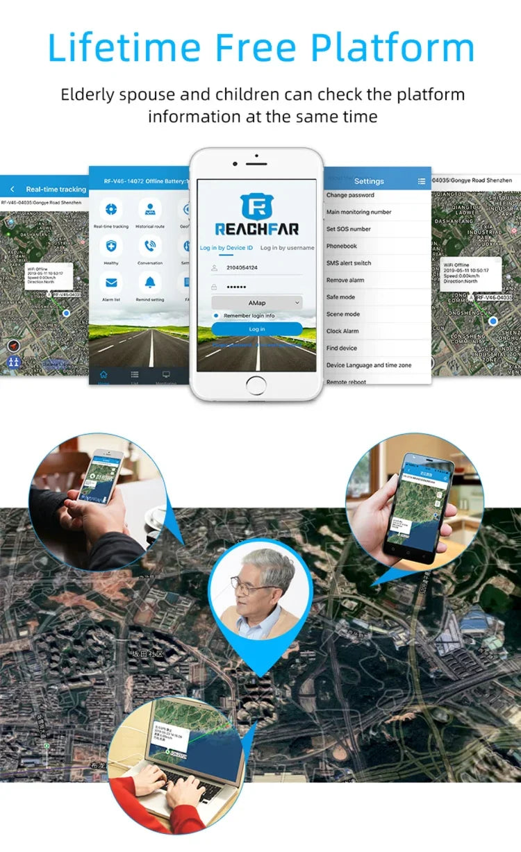 REACHFAR RF-V46-A GPS 스마트 트래커 시계밴드, SOS / 카메라 / 건강 관리 / 4G LTE / 혈압 / 심박수 지원, 아시아 / 유럽 / 아프리카 / 호주용, RF-V46-A