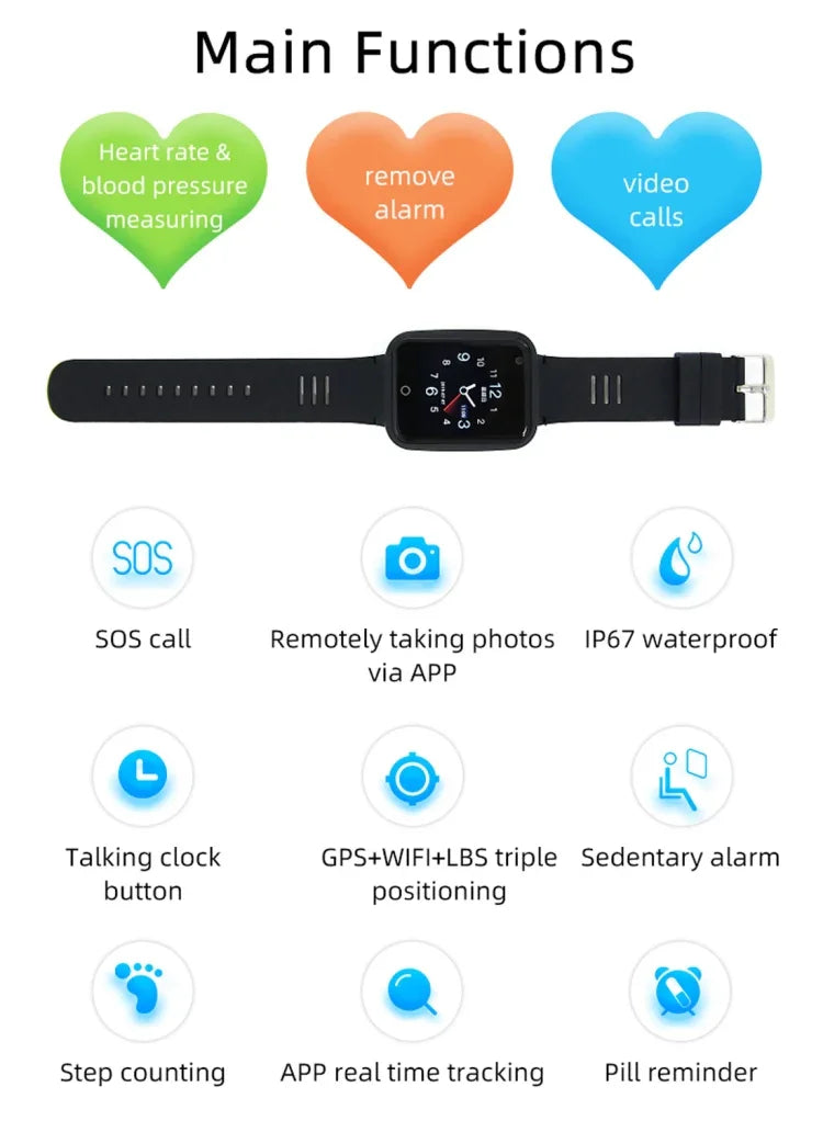 REACHFAR RF-V46-A GPS 스마트 트래커 시계밴드, SOS / 카메라 / 건강 관리 / 4G LTE / 혈압 / 심박수 지원, 아시아 / 유럽 / 아프리카 / 호주용, RF-V46-A