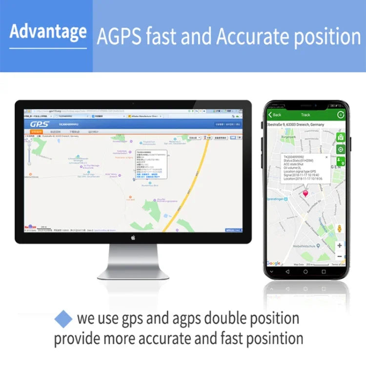 TK202B 2G 차량 트럭 위치 추적 GSM GPRS GPS 추적기 AGPS 지원, 배터리 용량: 5000mAh, 2G 5000mAh