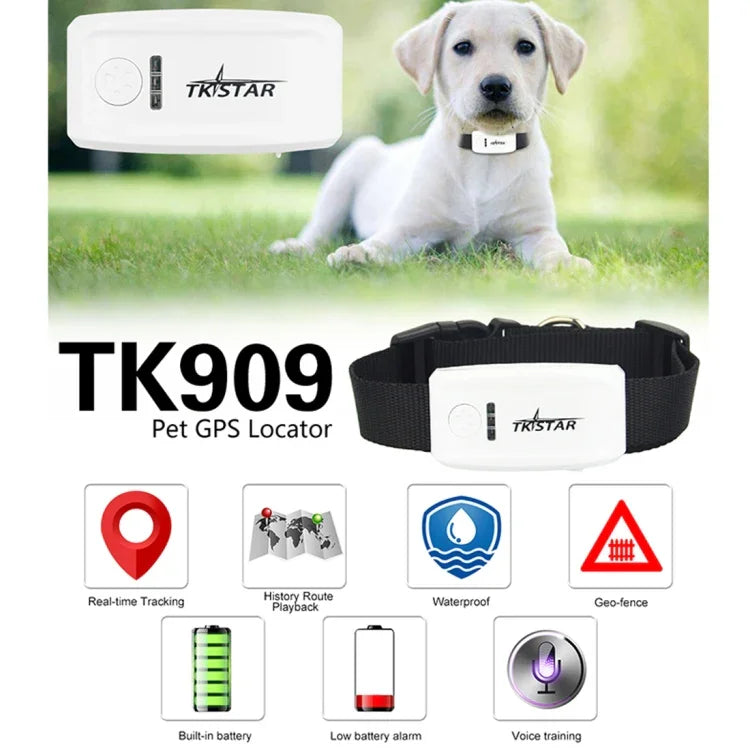 TK-909 GPS / GPRS / GSM 애완동물 위치 추적기 애완동물 목걸이 실시간 추적 장치, TK-909