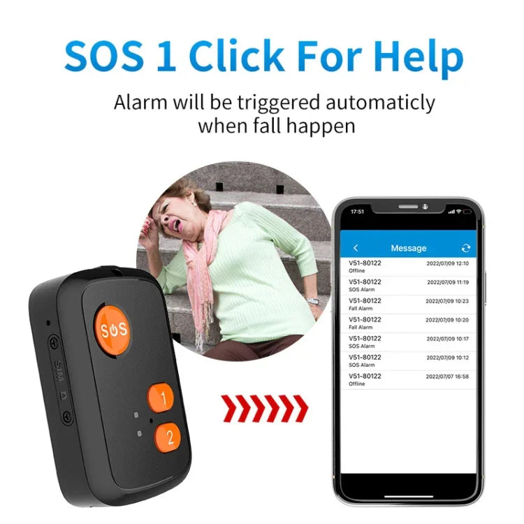 V51 A 스타일 IP67 방수 4G LTE 3G 2G GSM 노인 SOS 버튼 긴급 알람 GPS 추적기 아시아/유럽/아프리카/호주용, V51 A 스타일