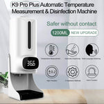 K9 Pro Plus 핸즈프리 비접촉 체온계 + 1000ml 자동 비접촉 액체 비누 디스펜서 베이스 마운트 포함, 15개 국어 음성 방송, K9 Pro Plus