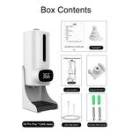 K9 Pro Plus 핸즈프리 비접촉 체온계 + 1000ml 자동 비접촉 액체 비누 디스펜서 베이스 마운트 포함, 15개 국어 음성 방송, K9 Pro Plus