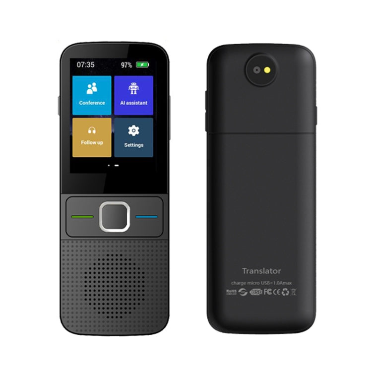 T10 Portable WIFI Smart Voice Translator Smart Business Travel Real Time AI Translator Translation Machine, T10 Black