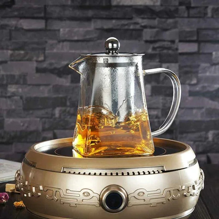 스테인리스 스틸 투명 내열 유리 필터 티포트, 용량: 750ml, 용량: 750ml