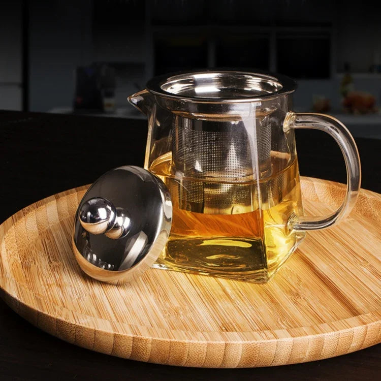 Stainless Steel Clear Heat Resistant Glass Filter Tea Pot, Capacity: 950ml, Capacity: 950ml