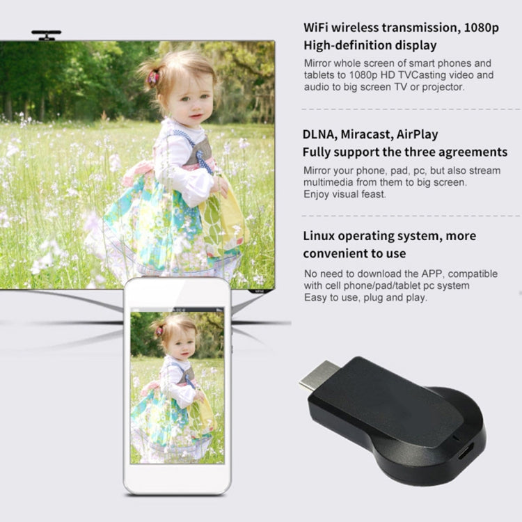 M4 플러스 무선 WiFi 디스플레이 동글 리시버 Airplay Miracast DLNA 1080P HDMI TV 스틱 아이폰, 삼성 및 기타 안드로이드 스마트폰용, M4 플러스
