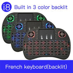 지원 언어: 프랑스어 i8 에어 마우스 무선 백라이트 키보드 터치패드 포함, 안드로이드 TV 박스 & 스마트 TV & PC 태블릿 & Xbox360 & PS3 & HTPC/IPTV용, 프랑스어