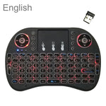 지원 언어: 영어 Android TV 박스 & 스마트 TV & PC 태블릿 & Xbox360 & PS3 & HTPC/IPTV용 터치패드가 있는 i8 에어 마우스 무선 백라이트 키보드, 영어