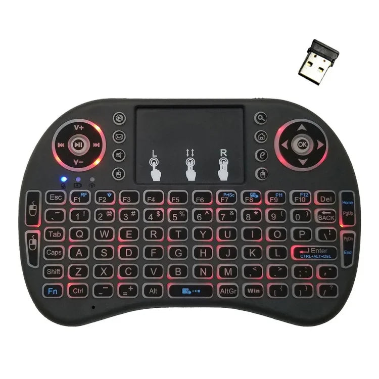지원 언어: 영어 Android TV 박스 & 스마트 TV & PC 태블릿 & Xbox360 & PS3 & HTPC/IPTV용 터치패드가 있는 i8 에어 마우스 무선 백라이트 키보드, 영어