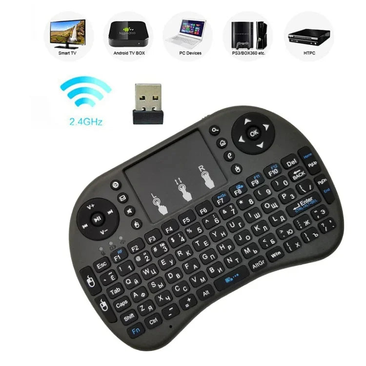 지원 언어: 러시아어 Android TV 박스 & 스마트 TV & PC 태블릿 & Xbox360 & PS3 & HTPC/IPTV용 터치패드가 있는 i8 에어 마우스 무선 키보드, 러시아어