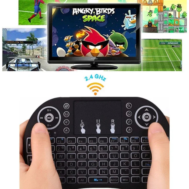 지원 언어: 프랑스어 Android TV 박스 & 스마트 TV & PC 태블릿 & Xbox360 & PS3 & HTPC/IPTV용 터치패드가 있는 i8 에어 마우스 무선 키보드, 프랑스어