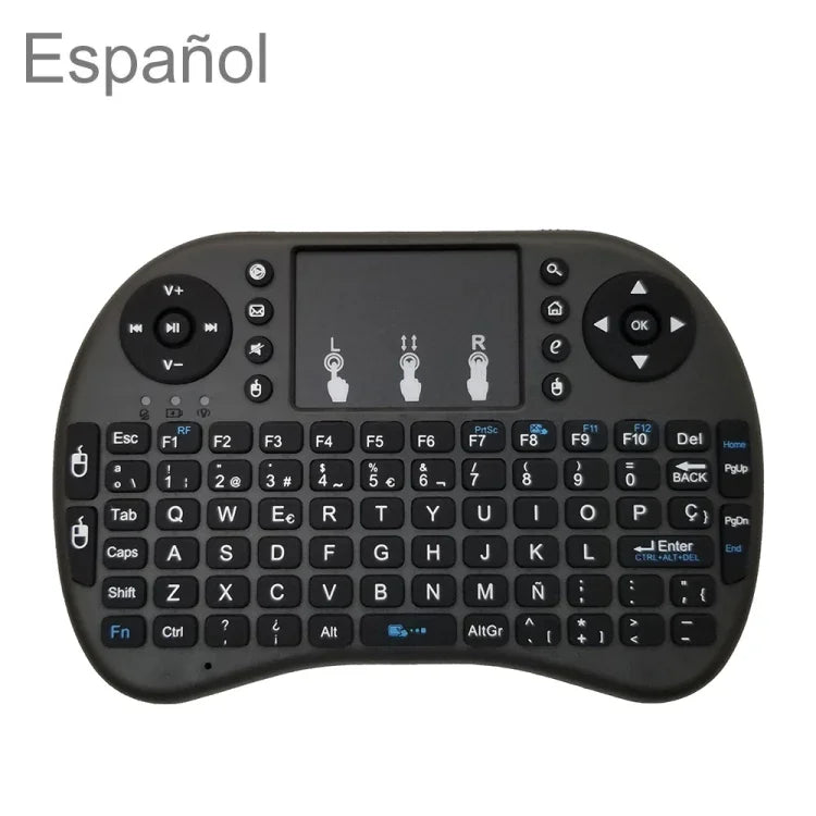 지원 언어: 스페인어 Android TV 박스 & 스마트 TV & PC 태블릿 & Xbox360 & PS3 & HTPC/IPTV용 터치패드가 있는 i8 에어 마우스 무선 키보드, 스페인어