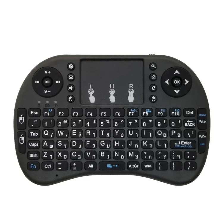 지원 언어: 히브리어 Android TV 박스 & 스마트 TV & PC 태블릿 & Xbox360 & PS3 & HTPC/IPTV용 터치패드가 있는 i8 에어 마우스 무선 키보드, 히브리어