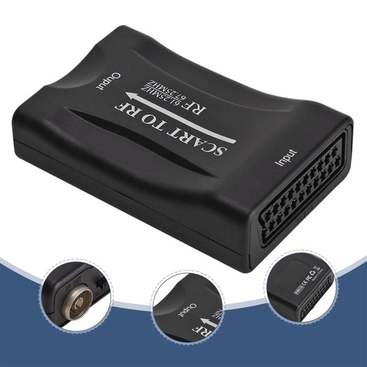 SCART to RF 비디오 변환기, RF67.25MHz, 61.25MHz 지원, SCART to RF