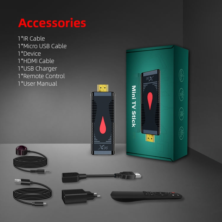 X96 S400 안드로이드 10.0 미니 TV 스틱, Allwinner H313 쿼드 코어 ARM Cortex A53, 2GB + 16GB, WiFi, HDMI, TF 카드, USB 지원, 2GB+16GB