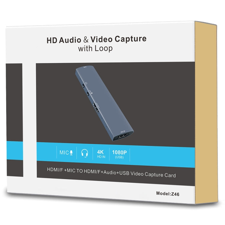 Z46 HDMI + 마이크 + 오디오 + USB 비디오 캡처 카드 루프 포함, Z46