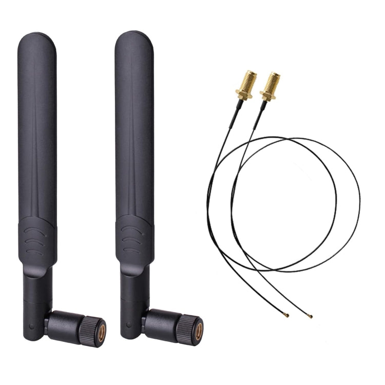 2 x 6dBi 2.4GHz 5GHz 듀얼 밴드 WiFi RP-SMA 수 커넥터 안테나 + 2 x 35CM RP-SMA IPEX MHF4 피그테일 케이블 M.2 NGFF WiFi WLAN 카드용, 6dBi 안테나 + RP-SMA 케이블