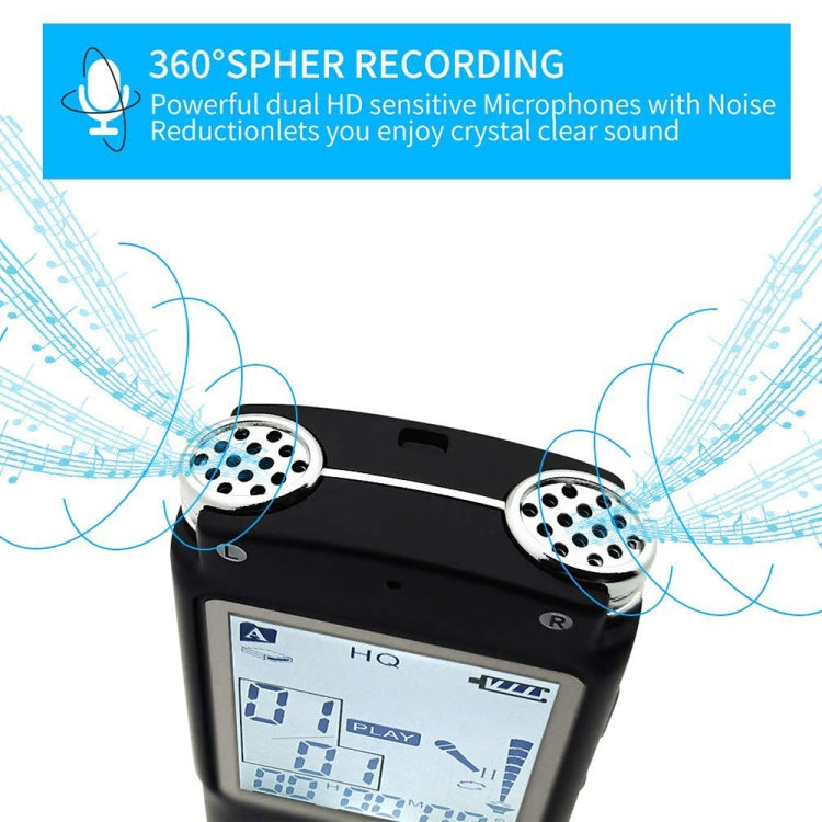 T60 단색 화면 HD 노이즈 감소 디지털 음성 녹음기, 16G, MP3 / WAV 포맷 지원, 16G