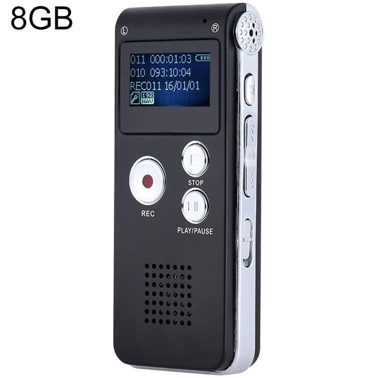 SK012 8GB 스마트 노이즈 감소 HD 음성 녹음 펜, 블랙 8GB