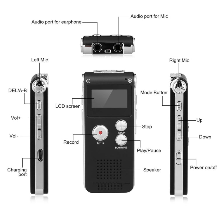 SK012 32GB 스마트 노이즈 감소 HD 음성 녹음 펜, 블랙 32GB