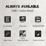 TANK North Edge 남성용 패션 전문 군용 야외 스포츠 방수 러닝 수영 스마트 디지털 시계, TANK North Edge