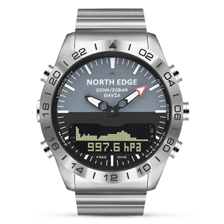 North Edge GAVIA 남성용 아웃도어 스포츠 50m 방수 스마트 디지털 시계 다이빙 시계, 기압계 및 만보계 지원, GAVIA