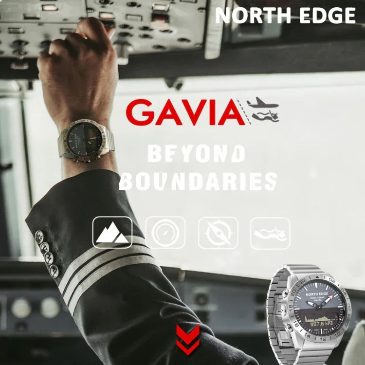 North Edge GAVIA 남성용 아웃도어 스포츠 50m 방수 스마트 디지털 시계 다이빙 시계, 기압계 및 만보계 지원, GAVIA