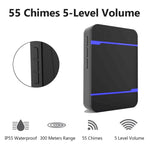 N15K-1T1-B 110dB 무선 IP55 방수 저전력 WiFi 도어벨 수신기 야간등 포함, 53가지 음악 옵션, 수신 거리: 300m, N15K-1T1-B 화이트, N15K-1T1-B 블랙
