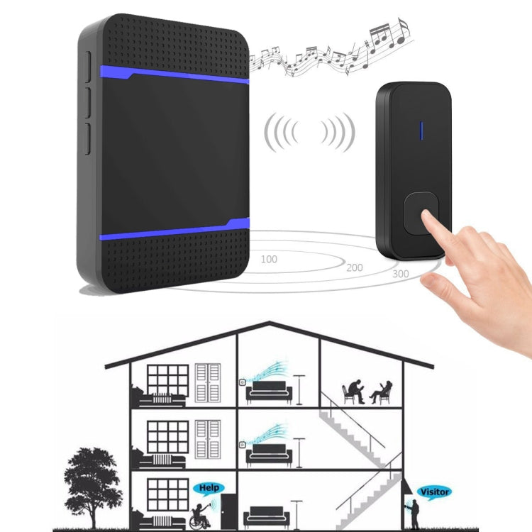 N15K-1T1-B 110dB 무선 IP55 방수 저전력 WiFi 도어벨 수신기 야간등 포함, 53가지 음악 옵션, 수신 거리: 300m, N15K-1T1-B 화이트, N15K-1T1-B 블랙