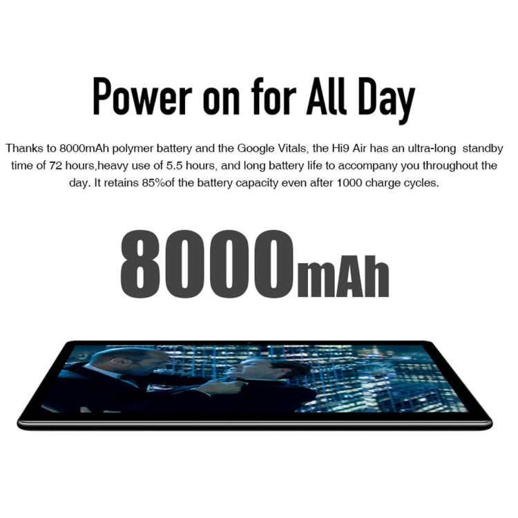 Android 8.0, MTK (Helio X27) 데카 코어 최대 2.1GHz, OTG, FM, 블루투스, 듀얼 밴드 WiFi 지원, 네트워크: 4G, Hi9 Air 4GB+64GB