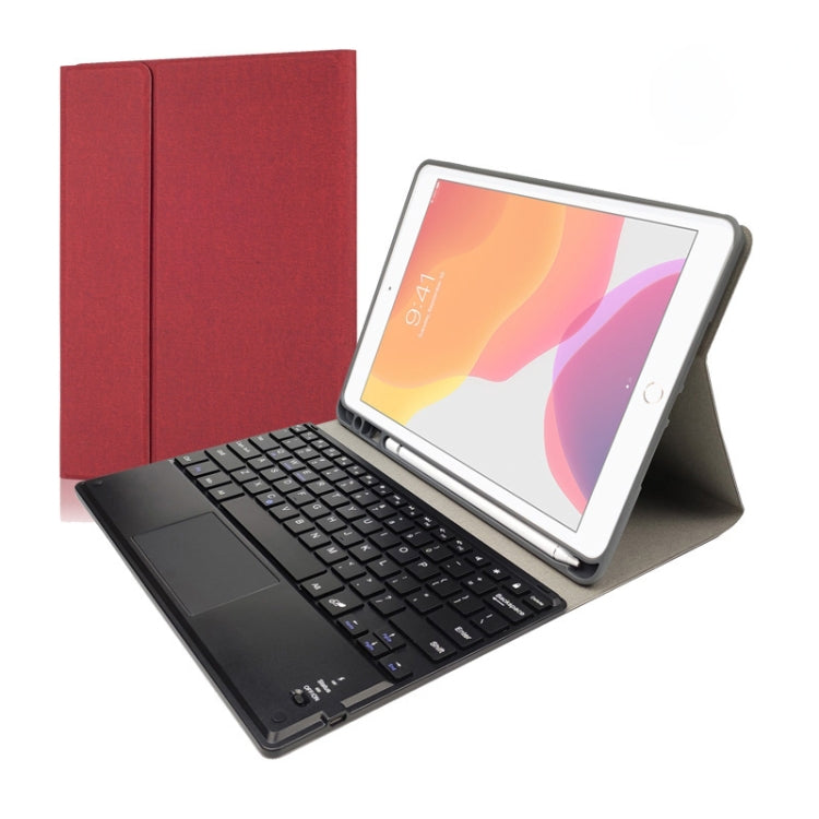 RK102C 분리형 자석 플라스틱 블루투스 키보드 터치패드 + 실크 패턴 TPU 태블릿 케이스 iPad 10.2용, 펜 슬롯 및 거치대 포함, RK102C