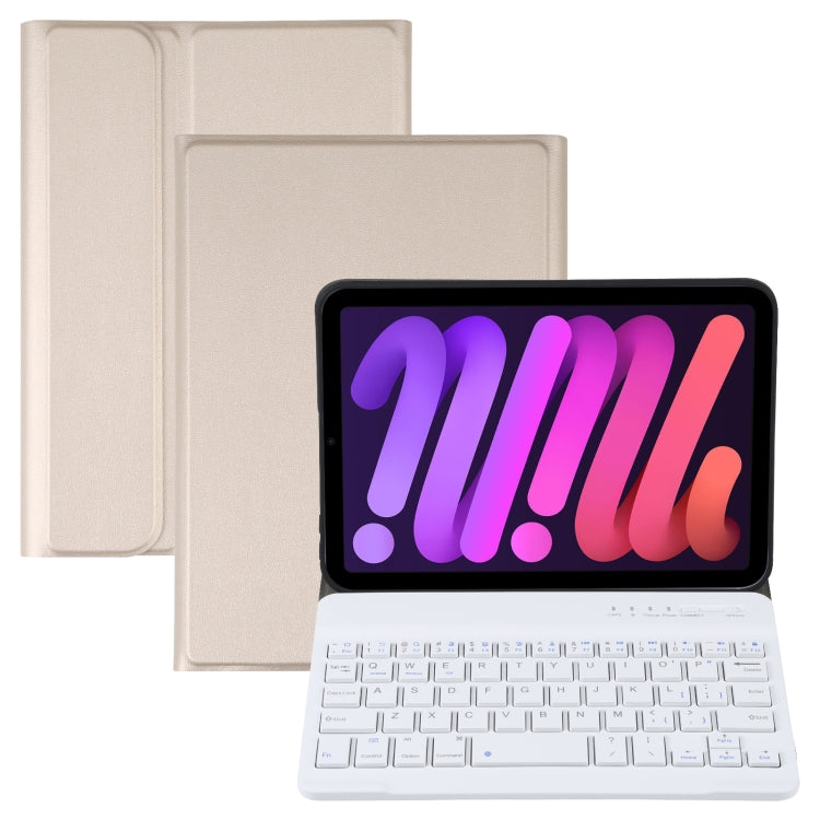 A06 분리형 양가죽 질감 초슬림 TPU 블루투스 키보드 가죽 태블릿 케이스 스탠드 포함 iPad mini 6 / mini 7용, A06