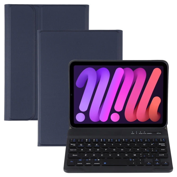 A06 분리형 양가죽 질감 초슬림 TPU 블루투스 키보드 가죽 태블릿 케이스 스탠드 포함 iPad mini 6 / mini 7용, A06