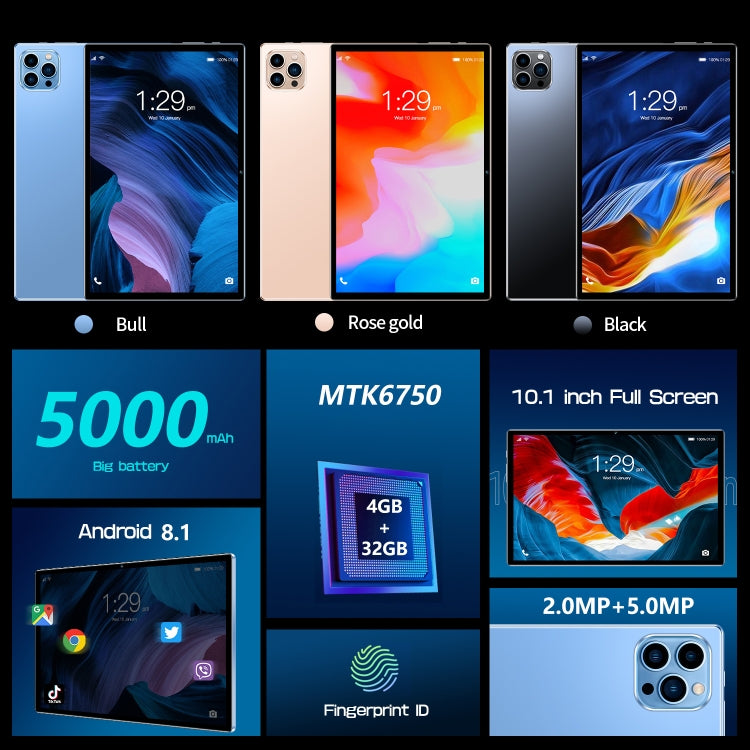 Android 8.1 MTK6750 옥타 코어, 듀얼 SIM, WiFi, 블루투스, GPS 지원