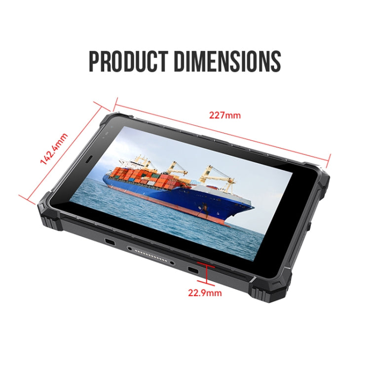 IP68 방수 충격 방지 방진, Android 10.0 MT6771 옥타 코어, GPS/WiFi/BT/NFC 지원, UK 플러그, 8인치 4GB+64GB