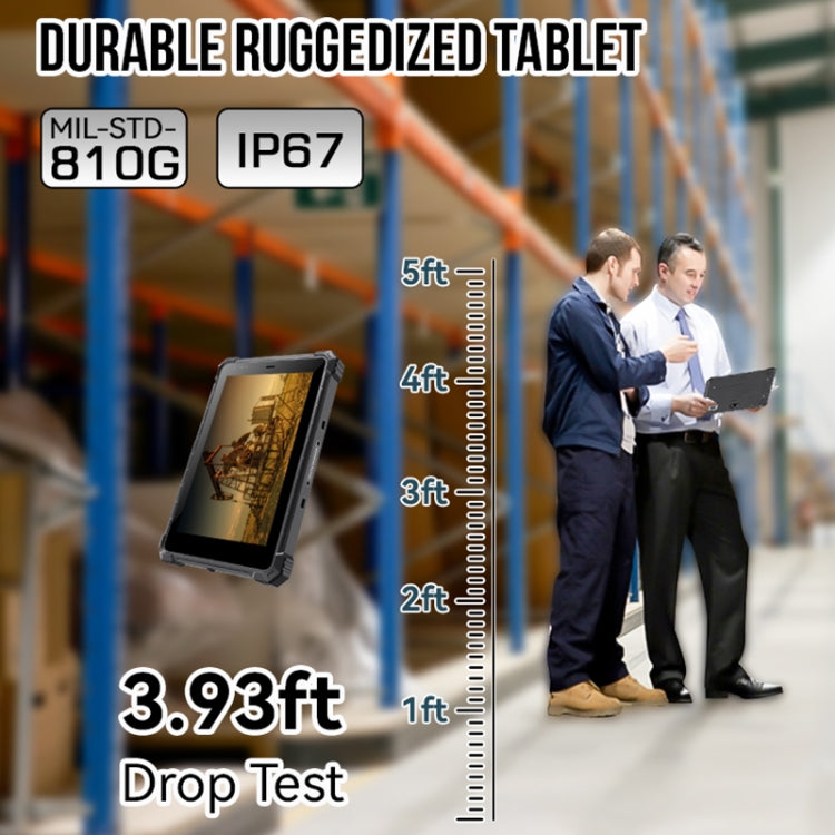 IP68 방수 충격 방지 방진, Android 10.0 MT6771 옥타 코어, GPS/WiFi/BT/NFC 지원, UK 플러그, 8인치 4GB+64GB