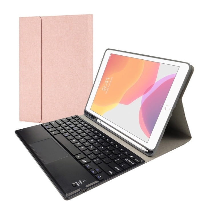 RK109C 분리형 자석 플라스틱 블루투스 키보드 터치패드 + 실크 패턴 TPU 태블릿 케이스 iPad Air 2020용, 펜 슬롯 및 거치대 포함, RK109C