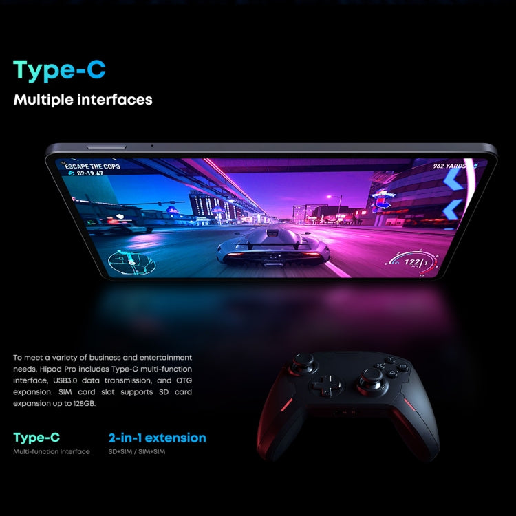 키보드 없음, Android 11, Qualcomm Snapdragon 662 옥타 코어 최대 2.0GHz, 듀얼 SIM & 블루투스 & WiFi & TF 카드 지원 (블랙+블루), HiPad Pro 8GB+128GB