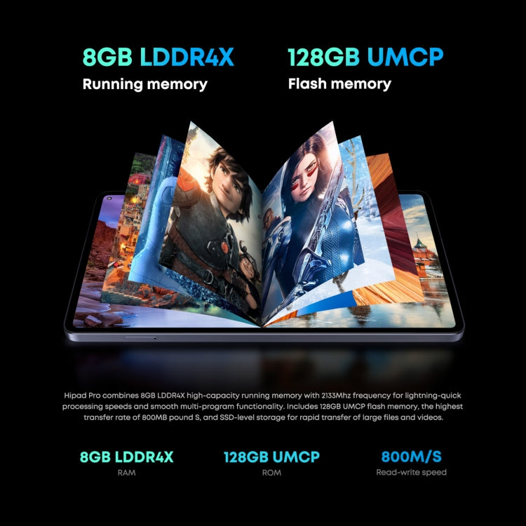 키보드 없음, Android 11, Qualcomm Snapdragon 662 옥타 코어 최대 2.0GHz, 듀얼 SIM & 블루투스 & WiFi & TF 카드 지원 (블랙+블루), HiPad Pro 8GB+128GB